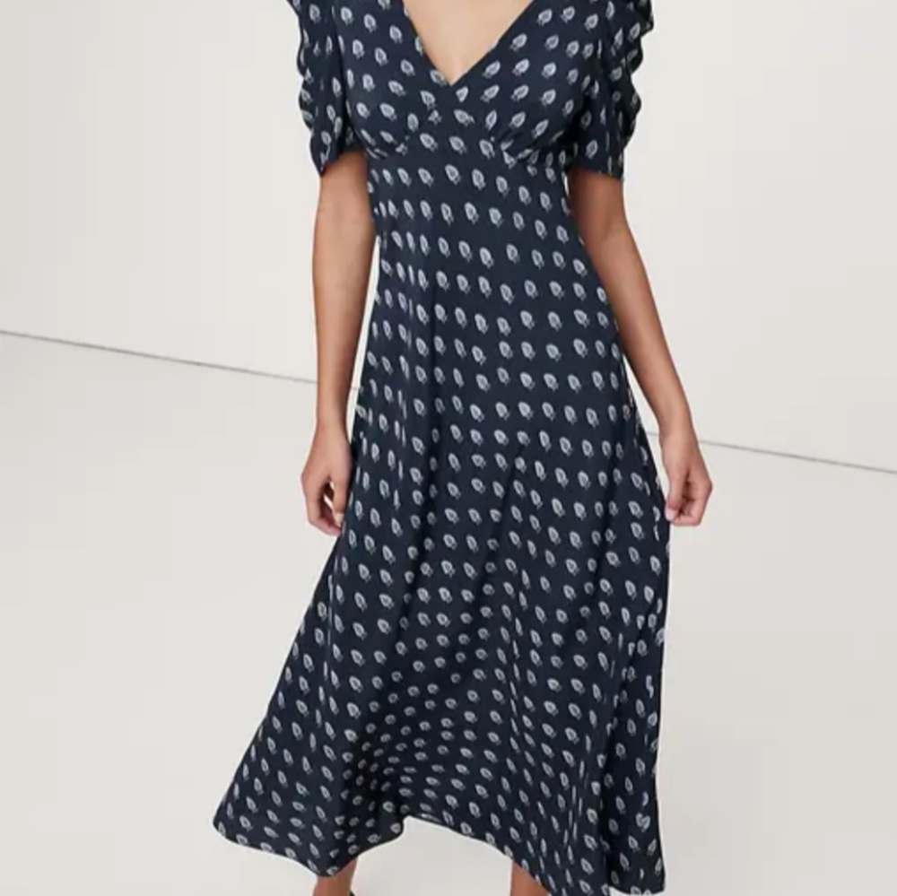 Banana Republic Navy Patterned Midi Dress - Picture 1 of 5